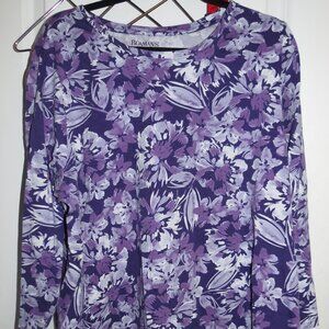 Women's 2X Roman's Long Sleeve Purple Floral Blouse